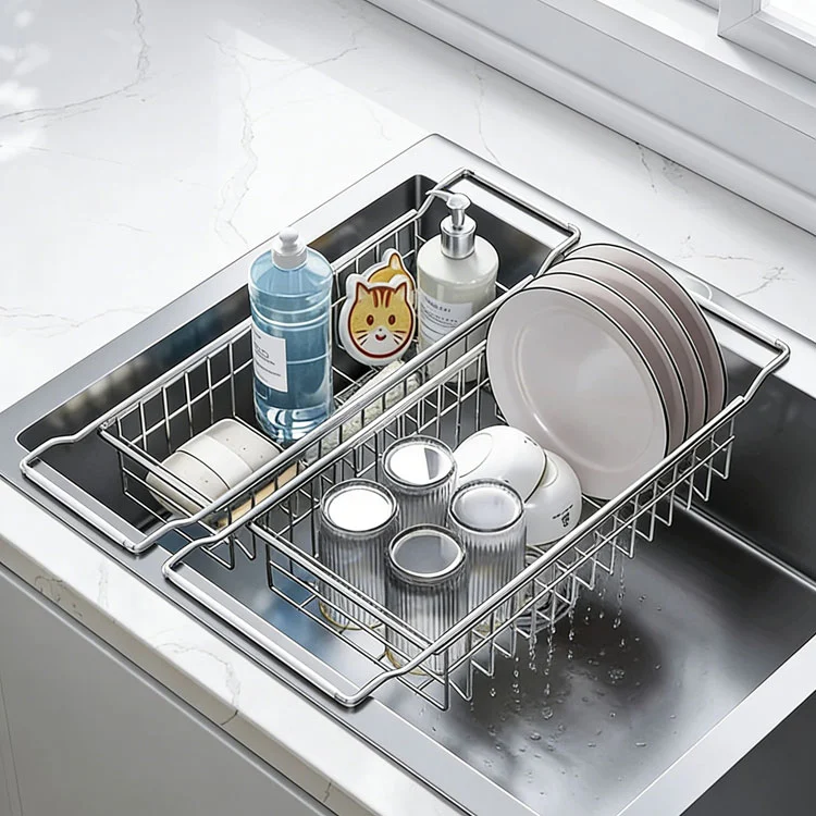 Rak Pembuangan Wastafel Stainless Steel yang Dapat Diperpanjang